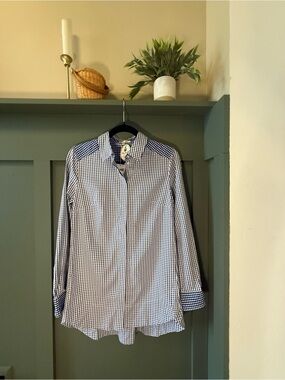Tyler Boe Navy and White Gingham Button-Down Shirt